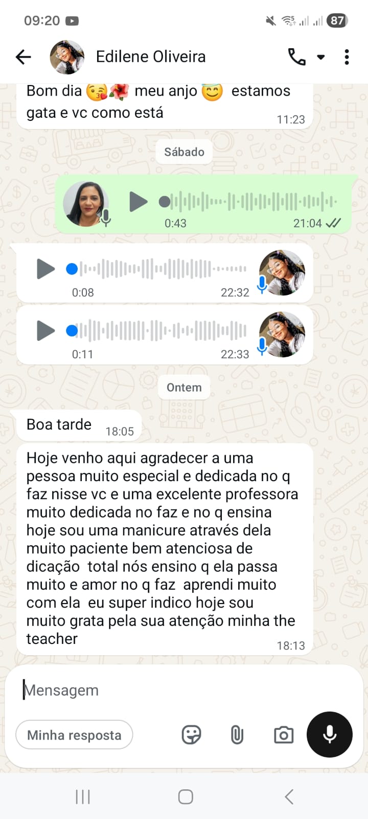 Depoimento de aluna